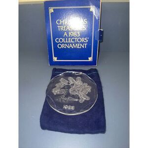 1983 Christmas Treasures Collector Ornament‎ Deer Fawn Clear Acrylic 3 1/2 Inch